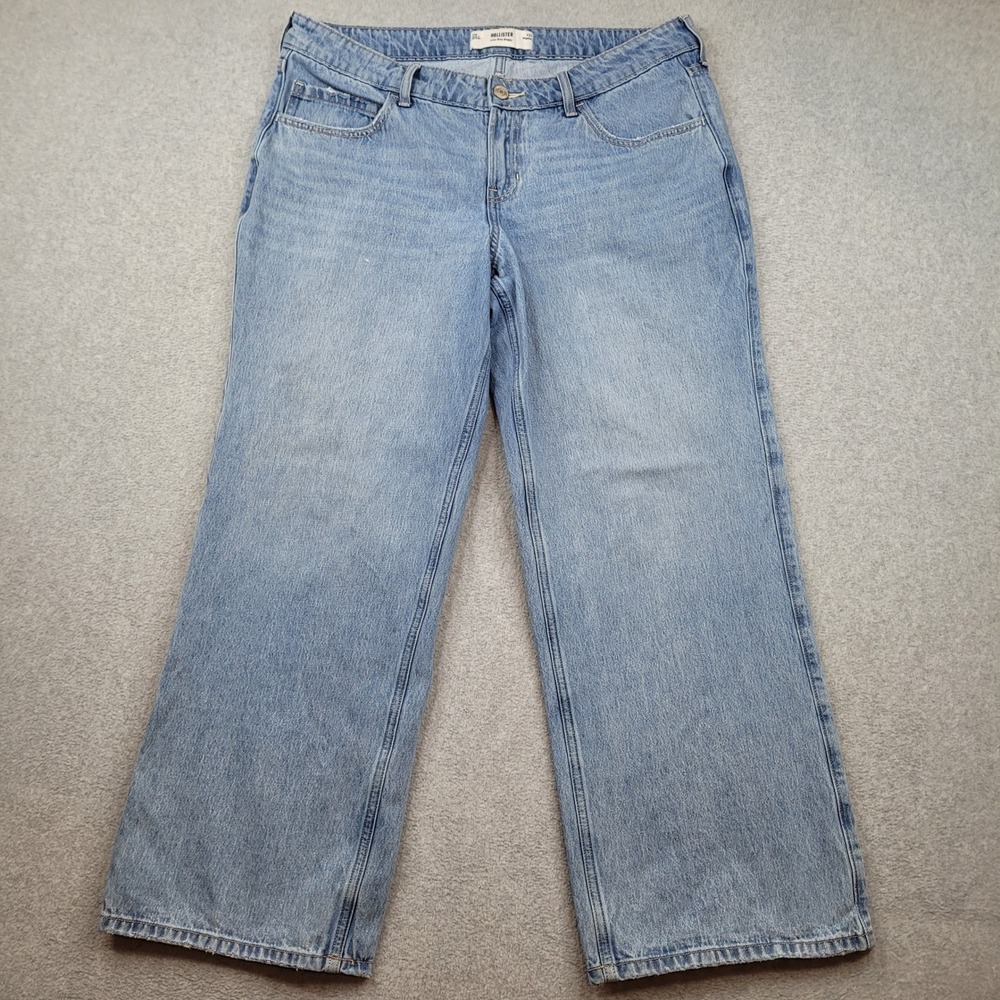 Hollister Low-Rise Baggy Jeans Womens‎ 14R 32x29 Light Wash Blue Denim Y2K Style